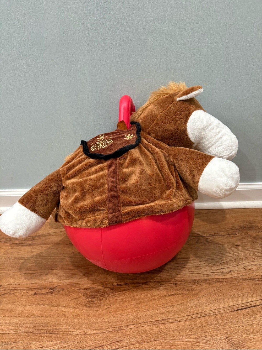 Plush Brown Horse hopper with Red Ball - Kids Toy